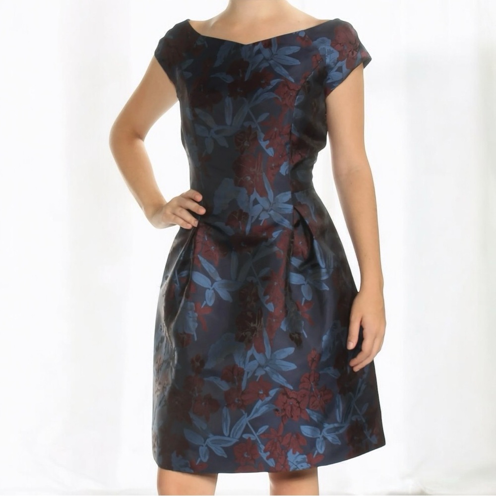 Size 16 Tommy Hilfiger Orchid Print Jacquard Cap Sleeve Dress NEVER WORN - Picture 3 of 8
